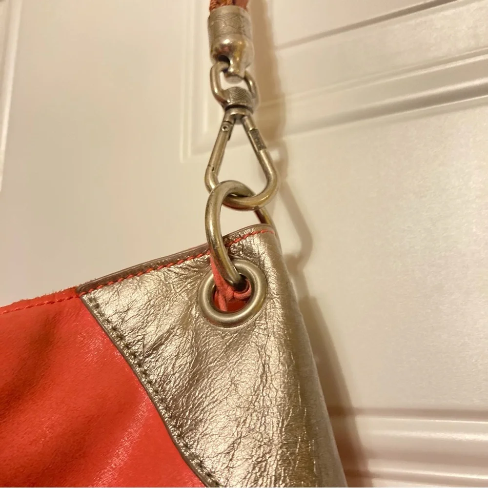 The Sak Indio Coral Beige Gold Soft Leather Hobo Shoulder Bag 12 x 7.5 inches